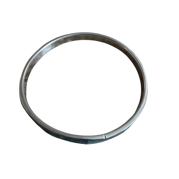 Bangle Bracelet. Silver Toned and Blue Mother of Pearl. - Picture 5 of 9